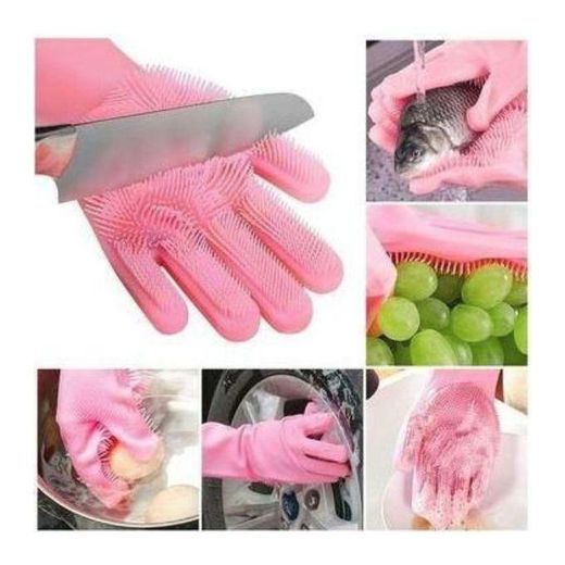 Generic Gants De Nettoyage En Silicone Polyvalents - Brosse éponge Réutilisable De Haute Qualité ( Une Paire Par Paquet) BG - image 3