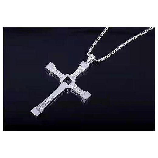 Colliers d'accessoires de mode pour couple avec croix incrustée de diamants