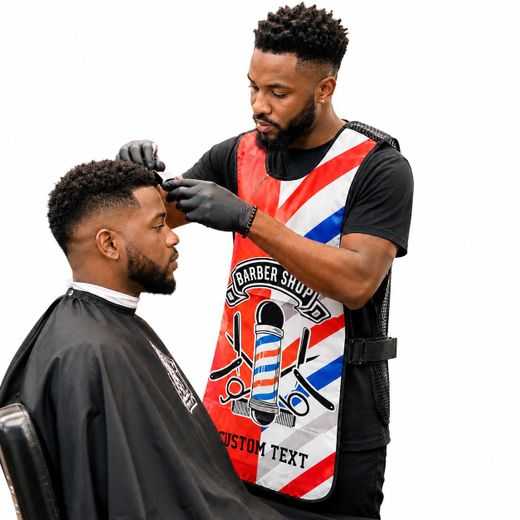 Generic Tablier de Barbier Professionnel Ajustable – Dos Respirant en Maille – Motif Barber Shop