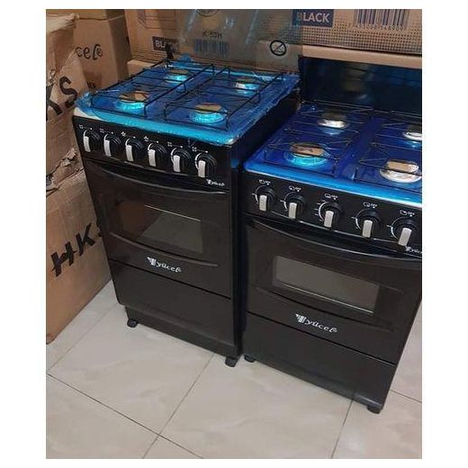 YUCEL Cuisinière à Gaz Avec Four 4 Feux - Noir
