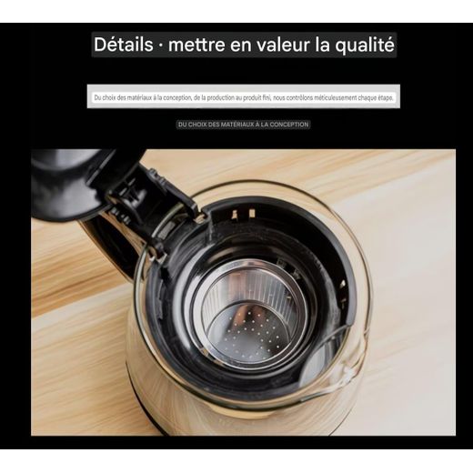 Generic Service à Thé Complet en Verre Transparent 9 Pièces - Grande Théière 1000ml avec Filtre Infuseur Inox + 8 Tasses de 150ml - Idéal Kinkeliba, Citronnelle - image 3