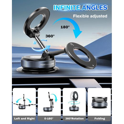 Generic Support de téléphone magnétique à ventouse sous vide - image 3
