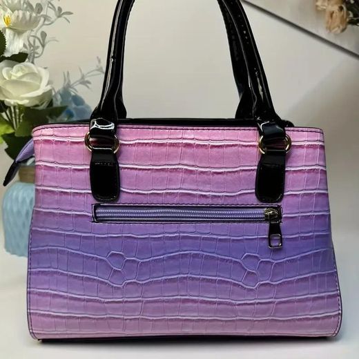 Gukbis Ensemble de 3 sacs à l'épaule pour femme en patchwork effet crocodile - Violet - image 3