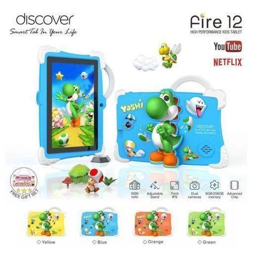 Discover Tablette Educative Fire 12 de 7 pouces, Wi-Fi uniquement 6/256 Go Batterie de 5000 mAh-Couleur Bleu