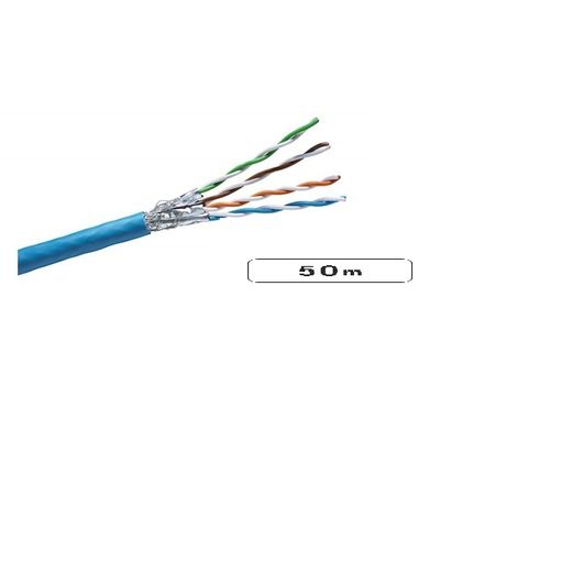 Câble Réseau RJ45 FTP Cat6 - U/FTP 250 MHZ - Blindé - Rigide - 50M - Bleu