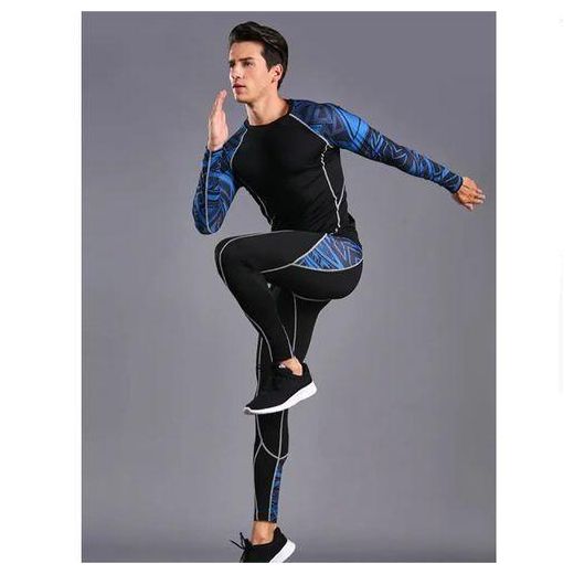 Gukbis 2pcs Survêtement Fitness Homme, T-Shirt Boxe + Short Legging-Séchage Rapide-Super Stretch-Noir Bleu - image 4