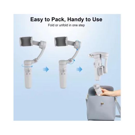 Generic Stabilisateur de smartphone pliable 3 axes - Blanc - image 3