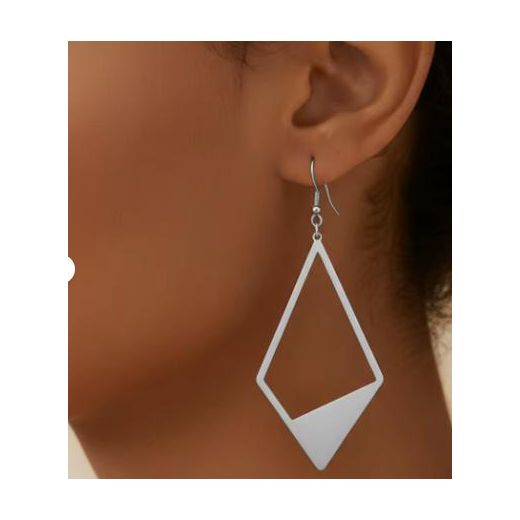 Mod Boucles d'oreilles pendantes géométriques creuses en acier inoxydable , élégantes, simples et tendance pour femme