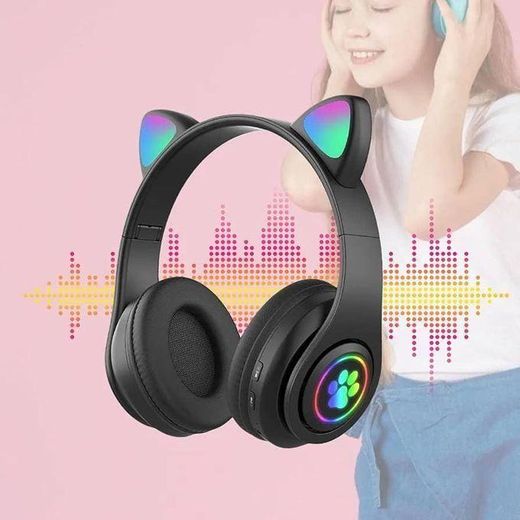Generic Casque Bluetooth Oreille De Chat Sans Fil Avec Lumière - Viv-23M - NOIR