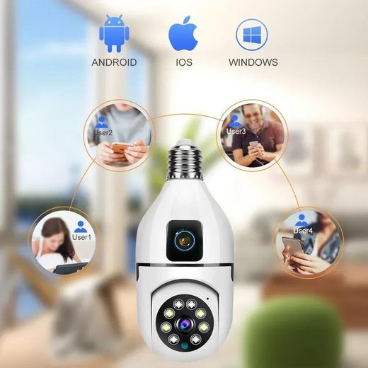 Generic Caméra WIFI à Ampoule E27, Zoom 10X, Double Objectif, Surveillance Intérieure, Suivi Humain