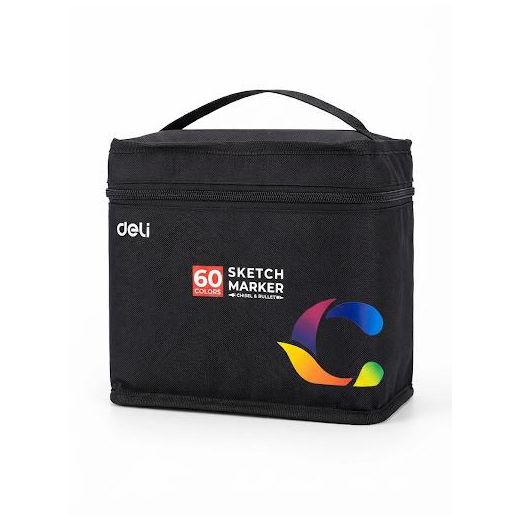 Generic Deli 60 Marqueurs de Dessin Multicolores – Set de Feutres Sketch avec Trousse de Rangement Zippée – Pour Dessin, Coloriage, Illustration et Créativité
