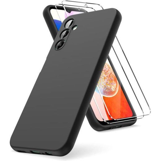 Generic Coque En Silicone Compatible Pour Samsung Galaxy A14 4G/ 5G + 2 Antichoc - Noir - image 2