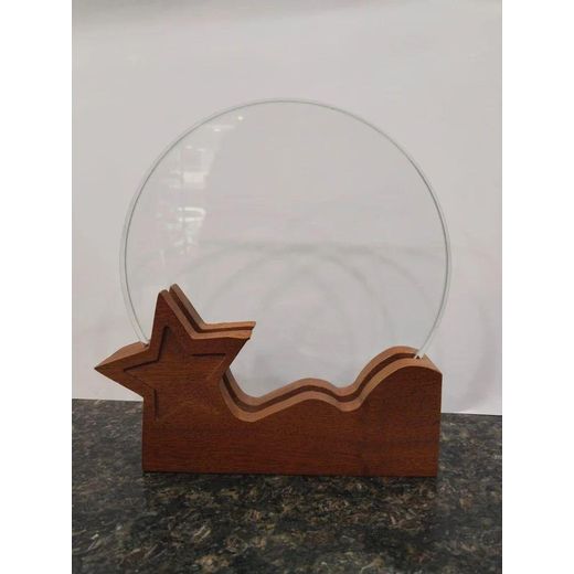 Generic Trophée en Verre avec Socle en Bois