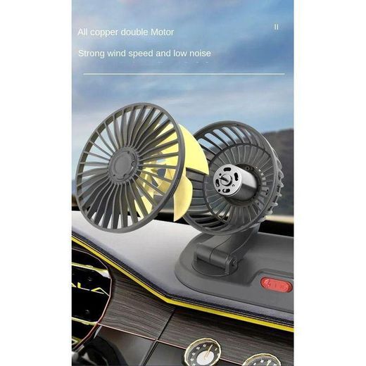 Generic Ventilateur électrique multifonction pour voiture, double tête réglable à 360°, 2 vitesses, USB, - image 4