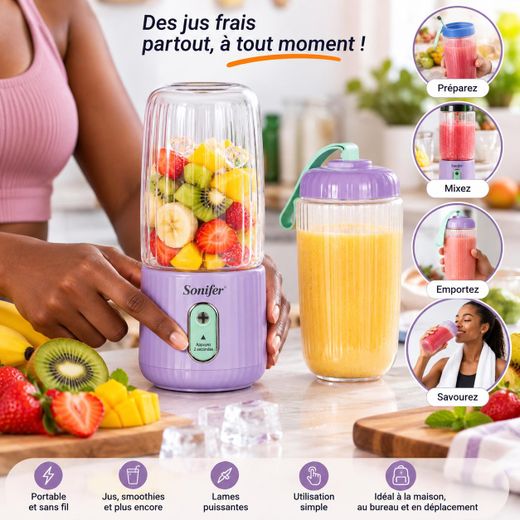 Generic Mixeur Portable Rechargeable – Blender à Jus 350 ml - image 3