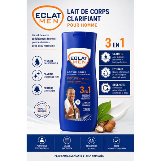 Lait Corporel Clarifiant 3 en 1 pour Homme