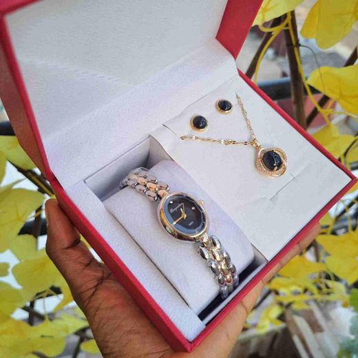 Fashion Chaîne femme pierre doré ensemble bijoux dame pendentif inox mode luxe amour cœur love coffret bijoux cadeau mariage cadeau d'anniversaire cadeau Noël Saint Valentin fête des mères cadeau pour femme boucle d'oreille bracelet femme pierre précieuse - image 2