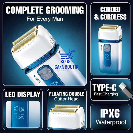 VGR Rasoir electrique V-362 Tondeuse professionnelle waterproof avec ecran-led - image 2
