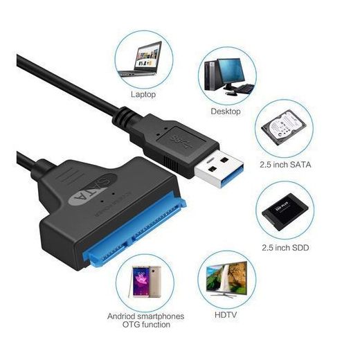 Generic Adaptateur USB 3.0 Vers Disques Durs SSD SATA 2,5" - Câble Adaptateur USB Vers SATA - Noir