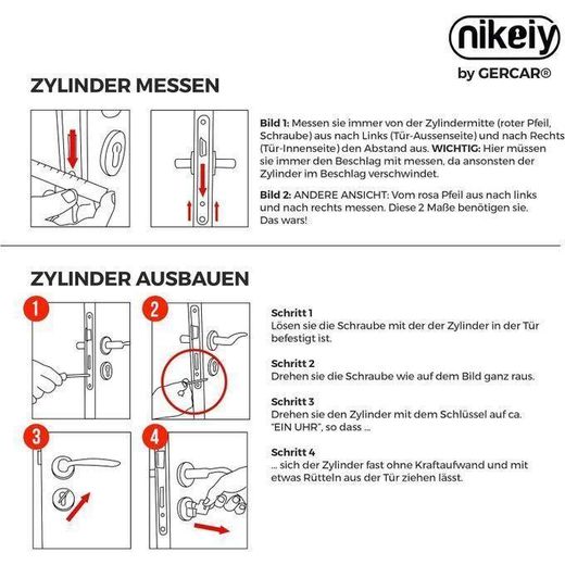 Generic Cylindre de serrure profile - Avec 5 clé - Longueur :40 mm QLTE ABS - image 4