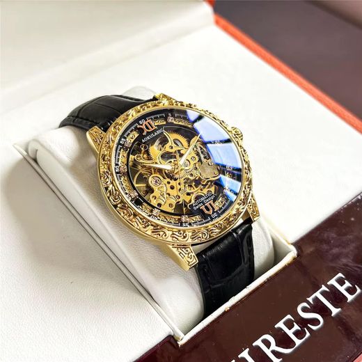 Generic Montre homme Squelette Automatique Homme –  Luxe Étanche, & Bracelet Cuir , garantie 6 mois - image 3