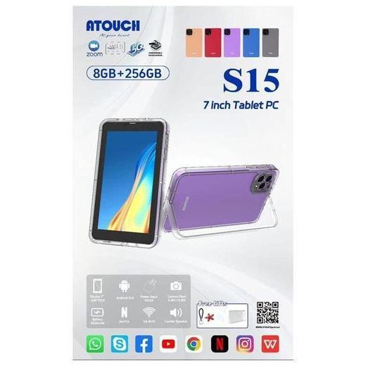 Atouch Tablette Educative S15 Dernière Génération - 8 GB/256 GB - Avec Puce - Avec Clavier + Coque