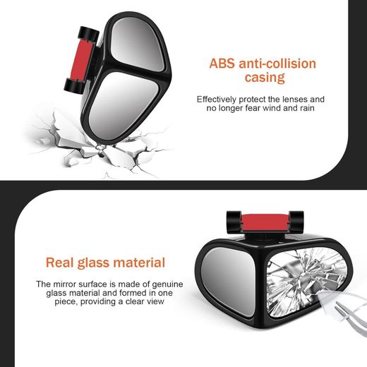 Generic 2 pièces rétroviseur de voiture, rétroviseur haute définition 360°, miroir auxiliaire d'angle mort - image 3