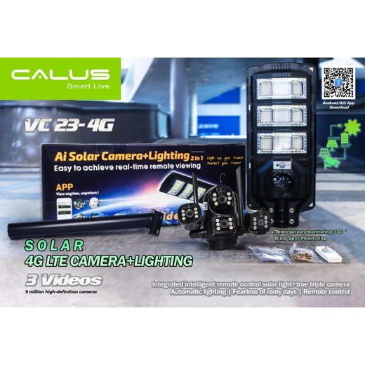 CALUS Caméra énergie solaire VC 23-4G + Lampadaires