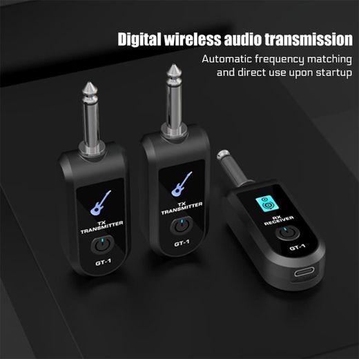 Generic Système de guitare sans fil à batterie lithium rechargeable 2.4G, adapté aux guitares électriques, avec un émetteur et deux récepteurs - image 2