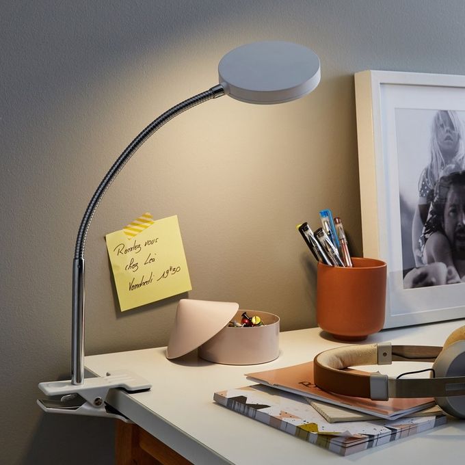 Leroy Merlin Lampe De Bureau à Pince Articulée Haut 32cm Blanc