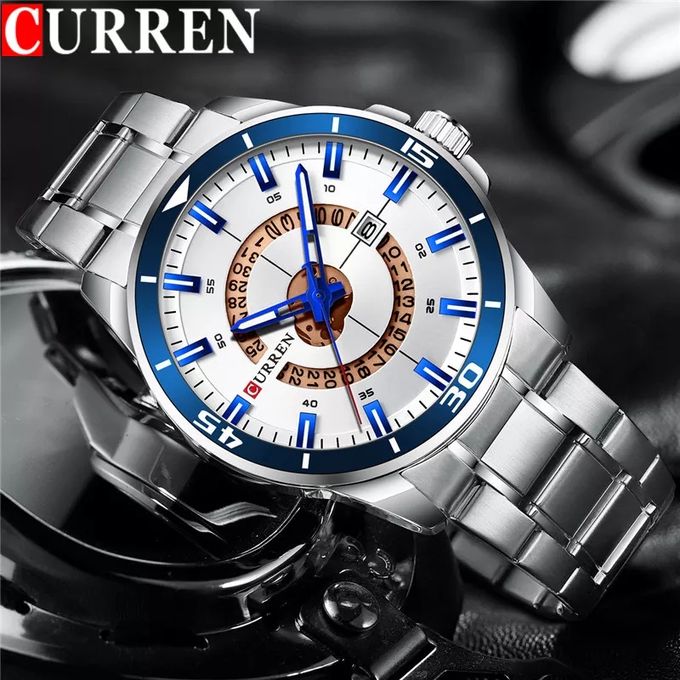 Montre Curren Chrono Fictif – Bracelet Bund Marron, Boîtier Noir 48mm, Occasion Comme Neuve