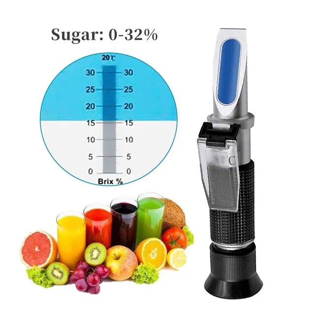 XINJIAYI Réfractomètre Sucre 0~32%,Réfractomètre Brix portable Test de  teneur en sucre, jauge Brix de haute précision avec ATC pour boissons aux  fruits et jus : : Cuisine et Maison