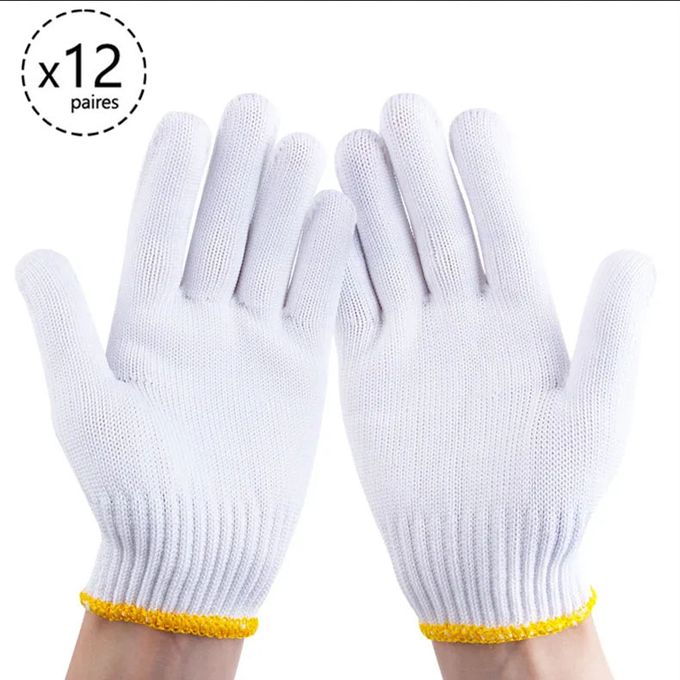 12 Paires de Gant blanc coton blancs Gants de tissu en coton Gants  Hydratants, Doux, élastiques, Pour le travail - Gants d'inspection de  pièces de