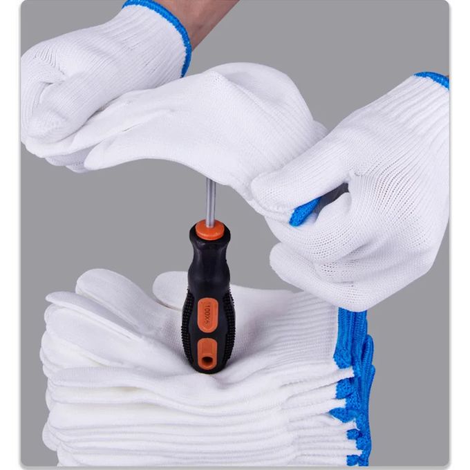 Gants tricot chaîne. Gant lavable avec élastique poignet tricoté. Gants de  coton polyester. Vêtements de travail transparente ordinaire des gants.  Gants de travail industrielle de protection - Chine Gants tricotés et String