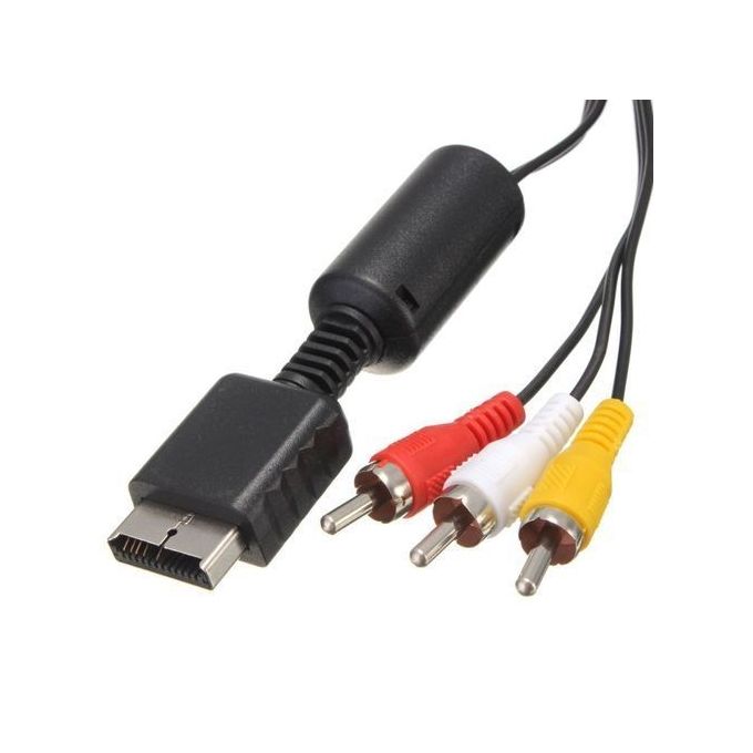 Multi-Out AV Cable For Sony PlayStation PS1, PS2, PS3 - 3 RCA Flat Cable (Video/Audio)