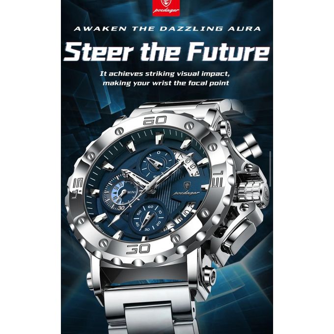 Generic Montre Homme, montre De Luxe  Quartz En Acier Inoxydable ...