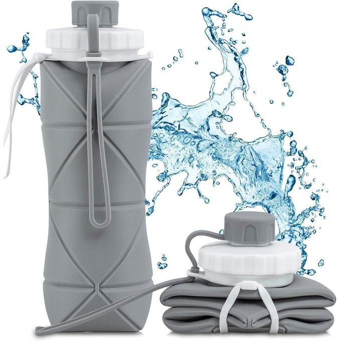 Bouteille d'eau pliable en silicone Sans BPA, résistante à la température -  Bouteille de 600 ml pour le sport, les activités de plein air, le camping -  Matériels de camping et randonnée 