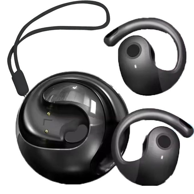 Casque Bluetooth Sans Bouchon D'Oreille Avec Crochet - Conduction Osseuse Léger Et Confortable Noir - Idéal Sport Et Bureau