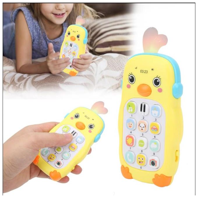 BIECO Téléphone Portable pour bébé avec lumière et Son, Rose, ca. 5,5 x 0,8  x 12,4 cm Telephone Bebe Jouet Téléphone Enfant J