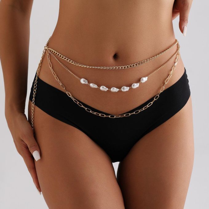 Chaîne De Corps Pour Femmes En Or - Collier Filigrane Ajustable Pour Bikini, Soutien-gorge, Festivals Et Plage