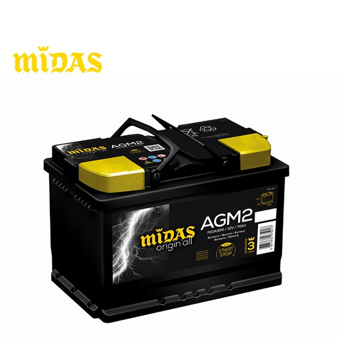 Midas Batterie Automobile AGM2 - Pour Voiture - 12V 70AH 720A