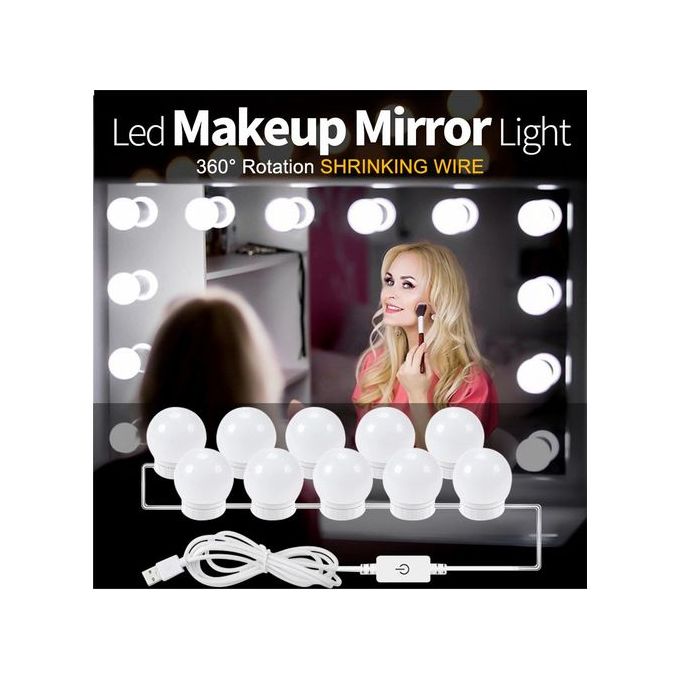 Lampe LED pour miroir de maquillage, 3 couleurs, variateur professionnel,  en spandex, lampe de vanité de table, ampoule USB, lumières de maquillage  de la Confédération - AliExpress
