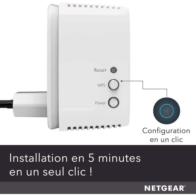 NETGEAR Répéteur WiFi Puissant (EX3110) | Amplificateur WiFi AC750 | WiFi  Extender couvre jusqu'à 90m²| Repetiteur WiFi