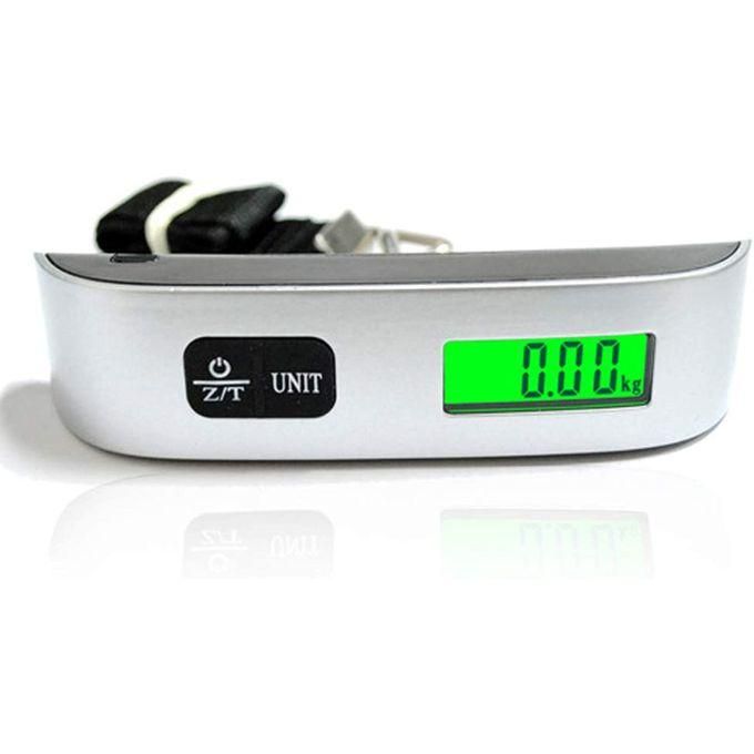 QUMOX Lot De 2 Balances Numériques De Voyage 50kg 110lb - Pèse Bagages Électronique Précise Avec Crochet Inox - Argent