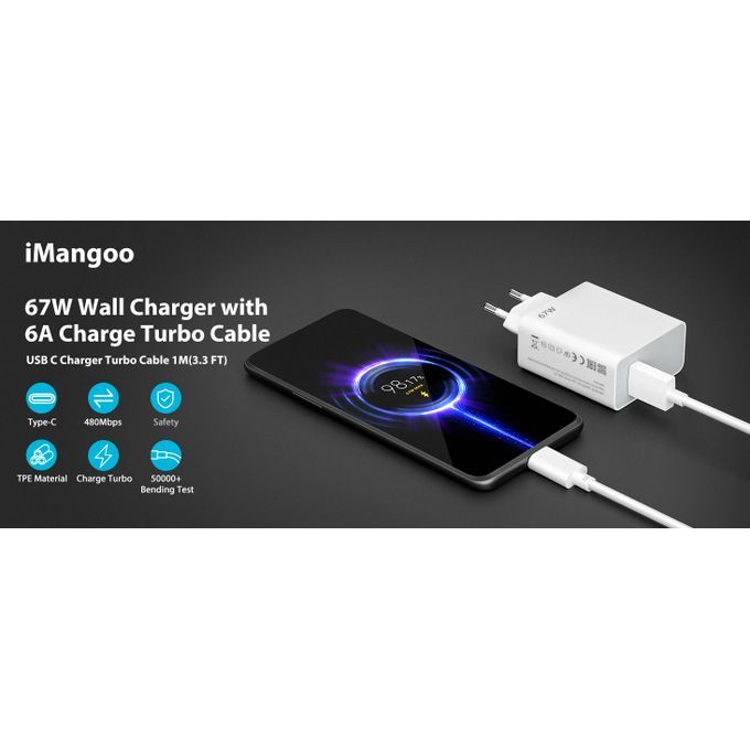 Mi Chargeur Rapide Xiaomi 67W Chargeur Rapide Avec Câble USB C