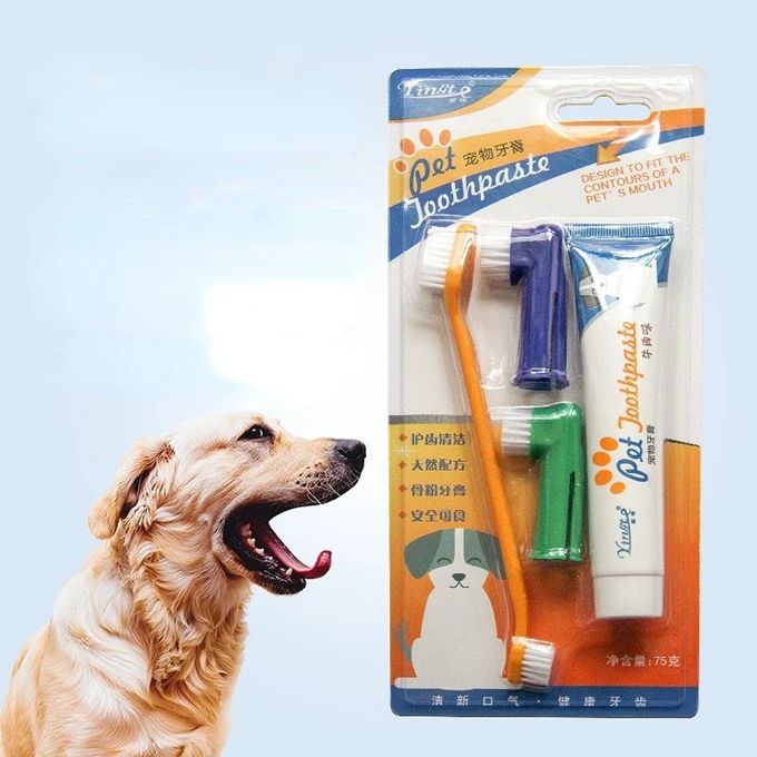 Kit Dentaire Dentifrice Chien 2x100g Gout Menthe + Brosse a dents