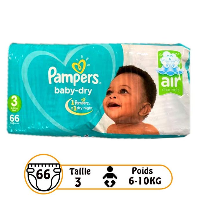 Pampers Baby Dry Taille 3 (6 À 10 Kg) Pampers 66 Couches - Prix pas cher