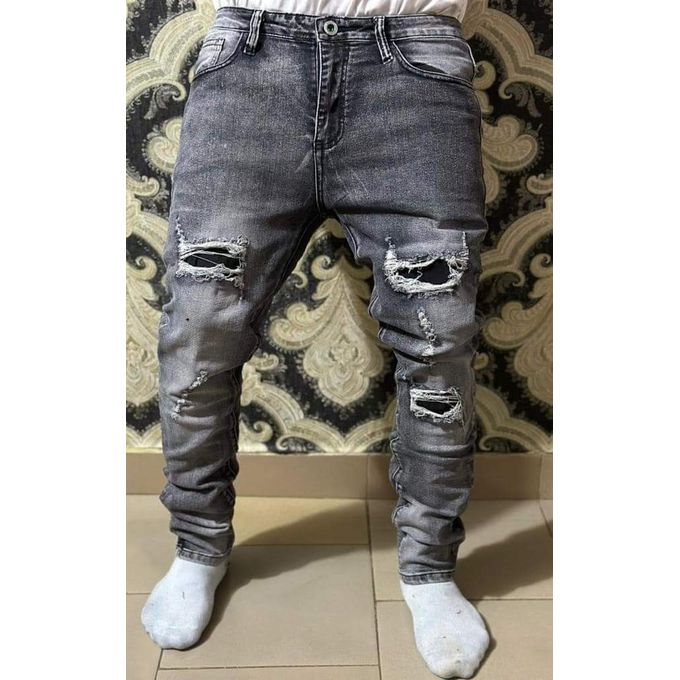 Fashion Pantalon Jeans Dechire Homme Gris Prix pas cher Jumia CI