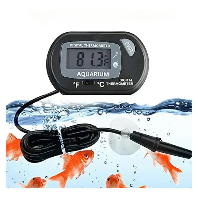 Petit Thermomètre Numérique d'aquarium avec Ventouses & Sonde et Batterie,  LCD Thermomètre d'Aquarium pour Aquarium Marin, Incubateur, Réservoir de  Reptiles