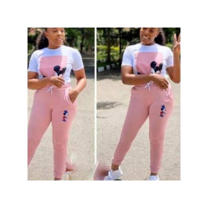 Fashion Ensemble Jogging Femme-rose/blanc - Prix pas cher